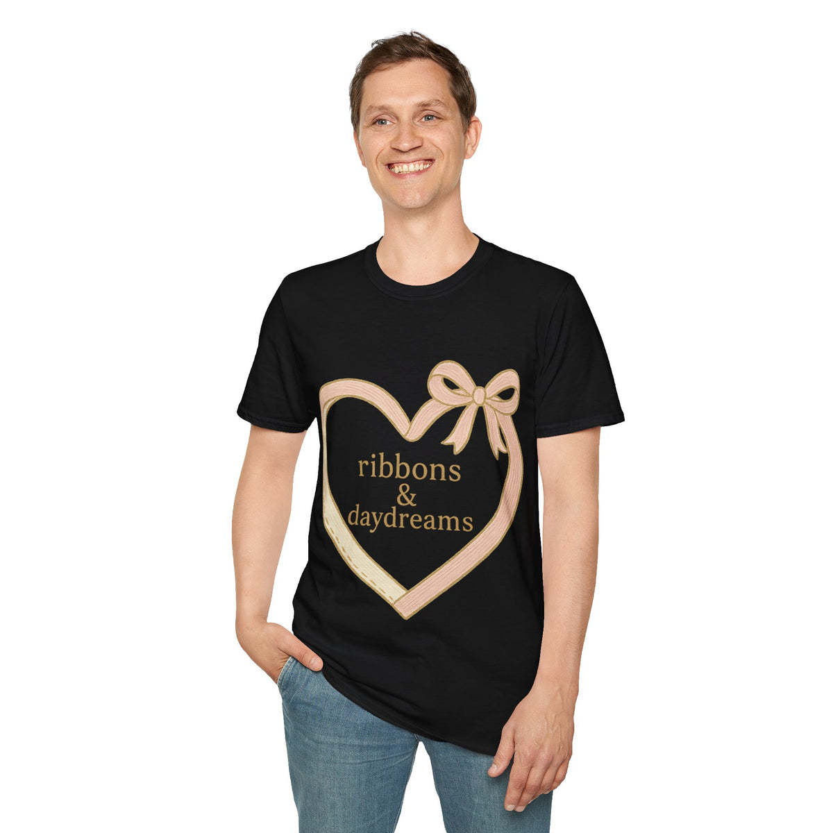 "Chain of Hearts" Gold Charm Ribbon Tee - Cute Coquette Heart Line Aesthetic White T-Shirt - Trending Now - September 2026