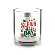 Christmas Glass Mug 10 oz Sleigh All Day Glass Mug — 10oz Christmas Holiday Coffee Cup