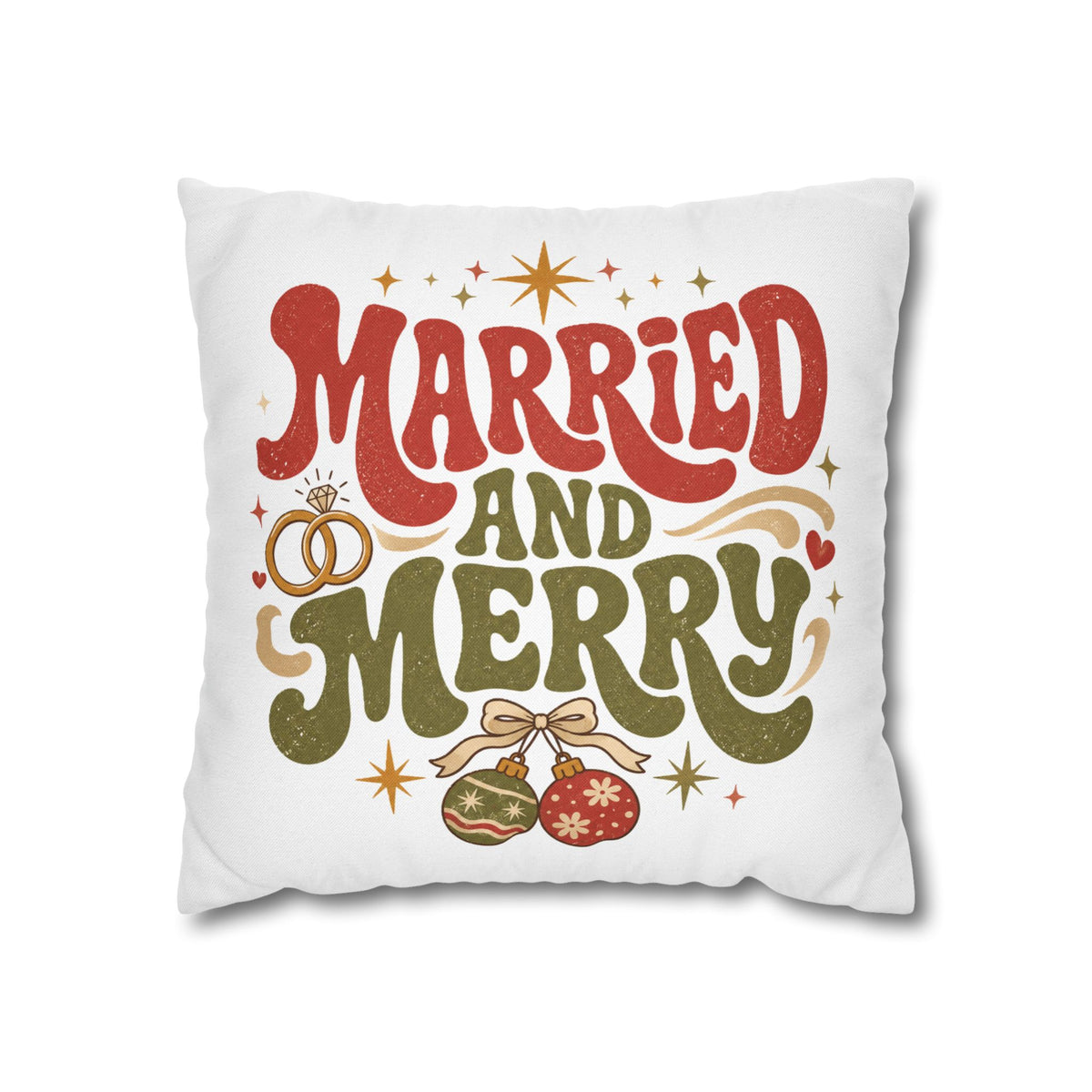 Christmas Married and Merry Holiday Pillowcase