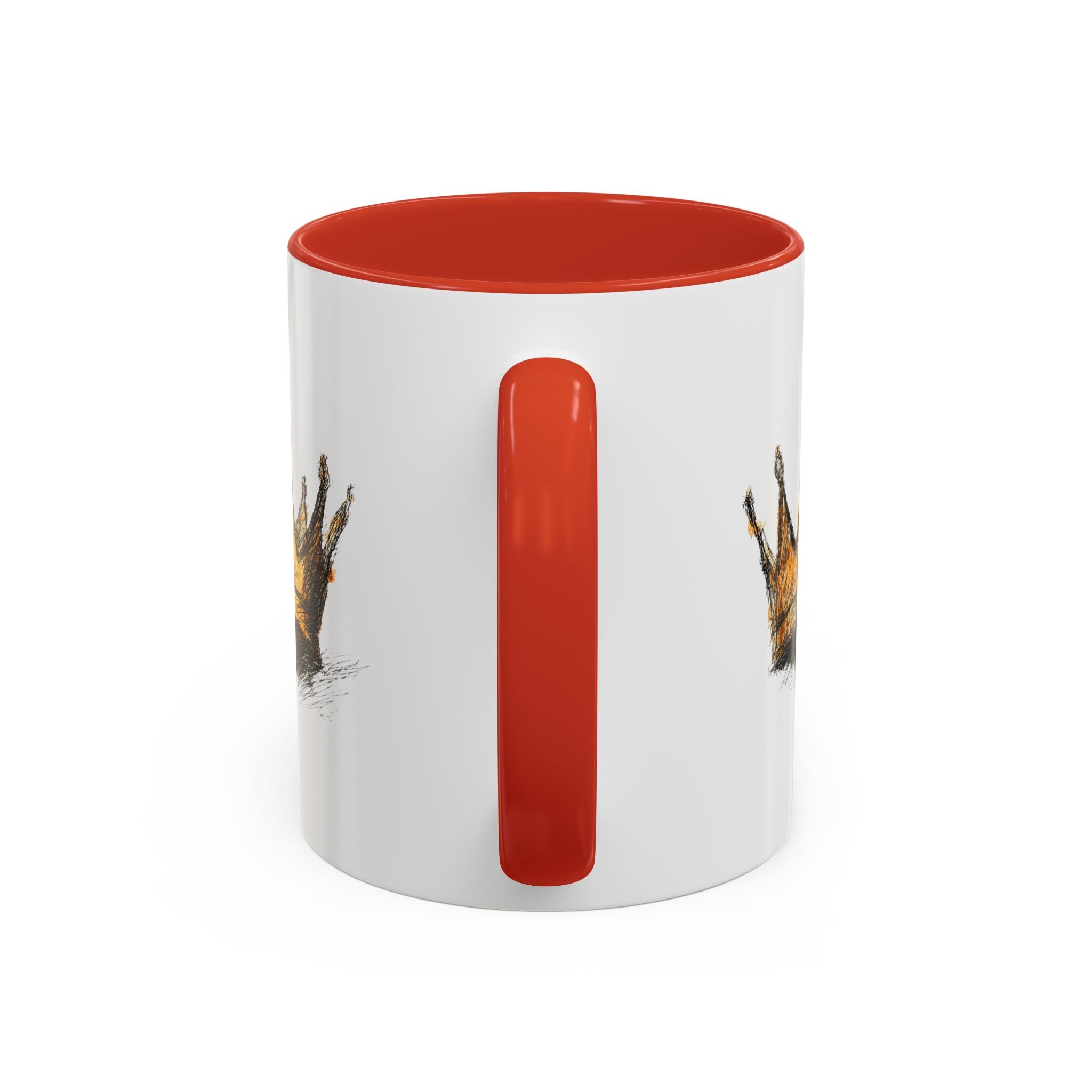 Royal Crown Accent Coffee Mug — Hand-Sketched Gold Crown Design