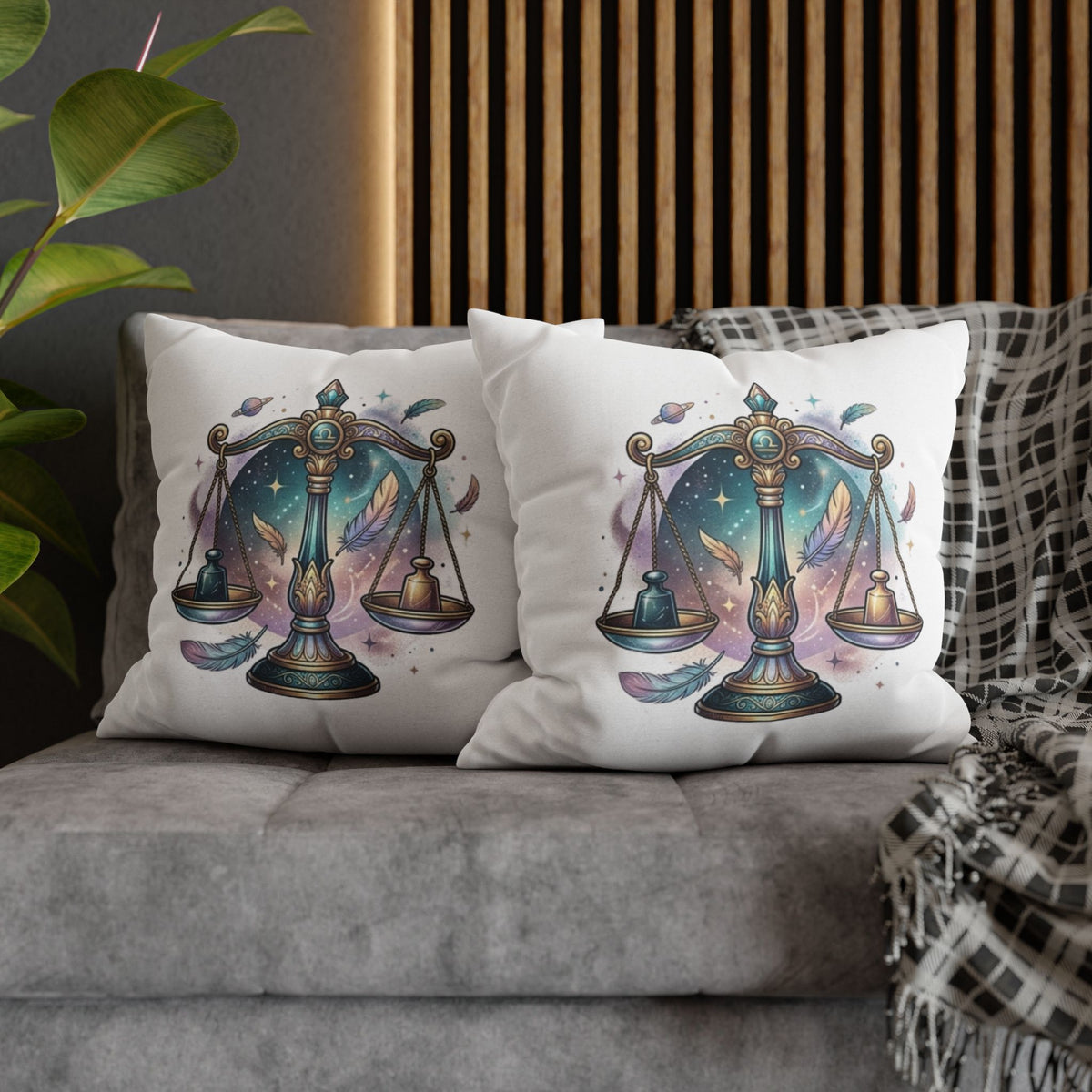 Libra Zodiac Pillowcase — Celestial Scales Decorative Throw Pillow