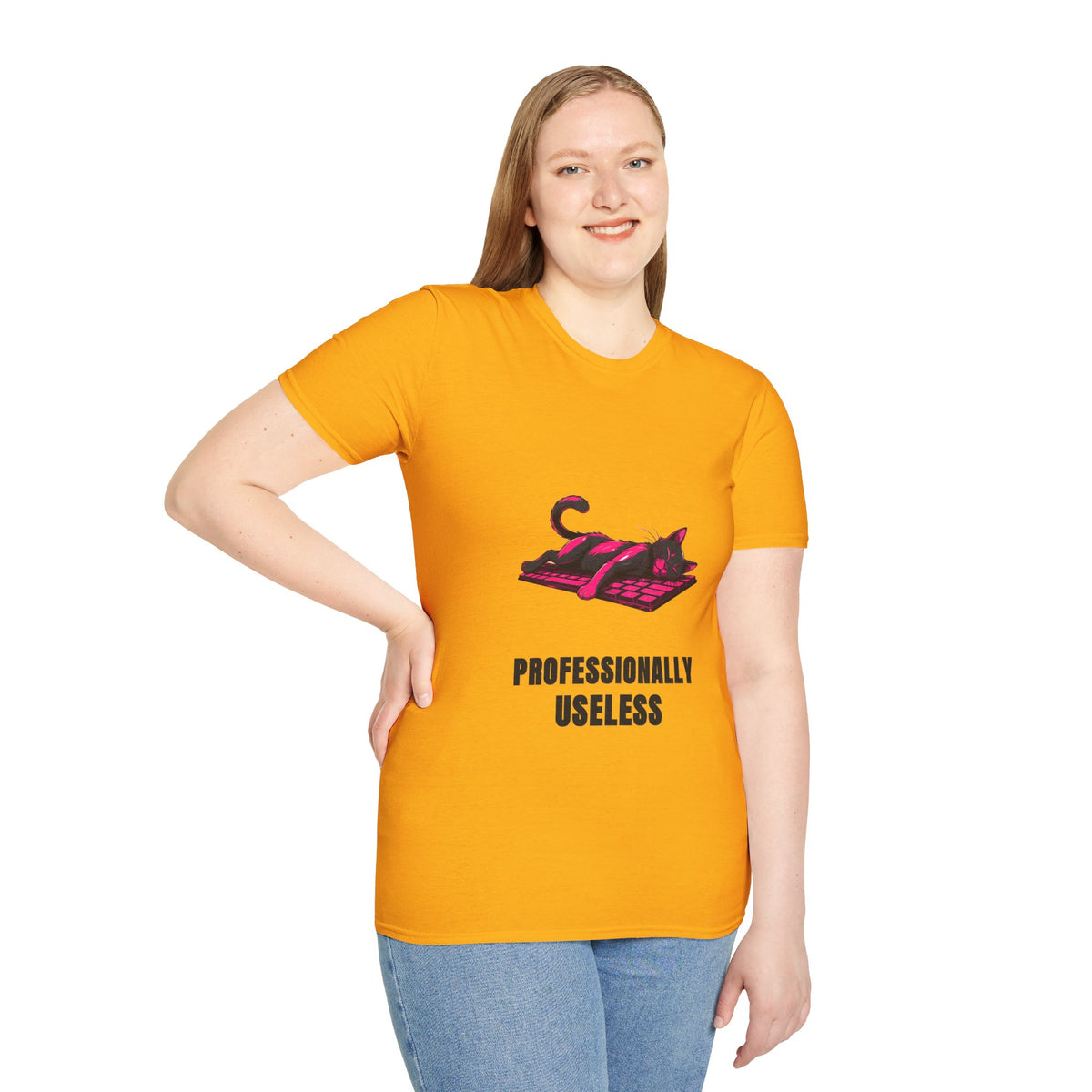 T‑Shirt — 'Professionally Useless' Relaxed Cat Graphic Tee - Trending Now - August 2026