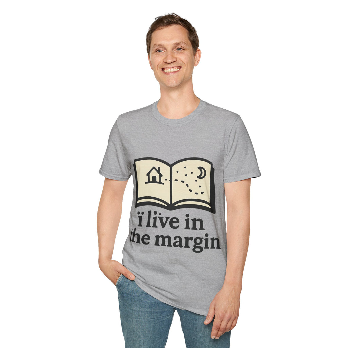 "I Live In The Margin" Bookworm Tee | Cute Celestial Book Graphic T-Shirt - Trending Now - September 2026