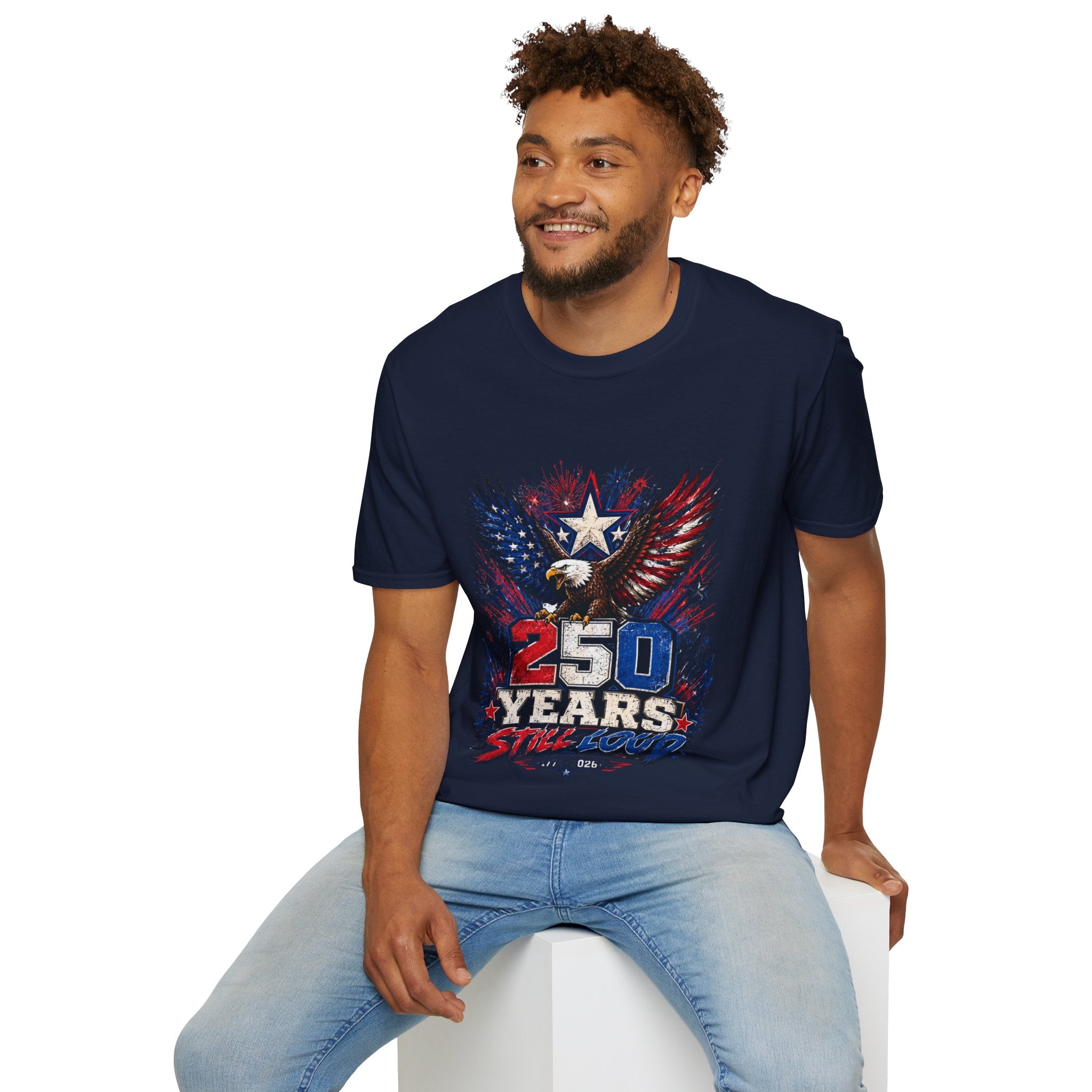 T-Shirt — Patriotic Eagle "250 Years Still Loud" American Flag Tee