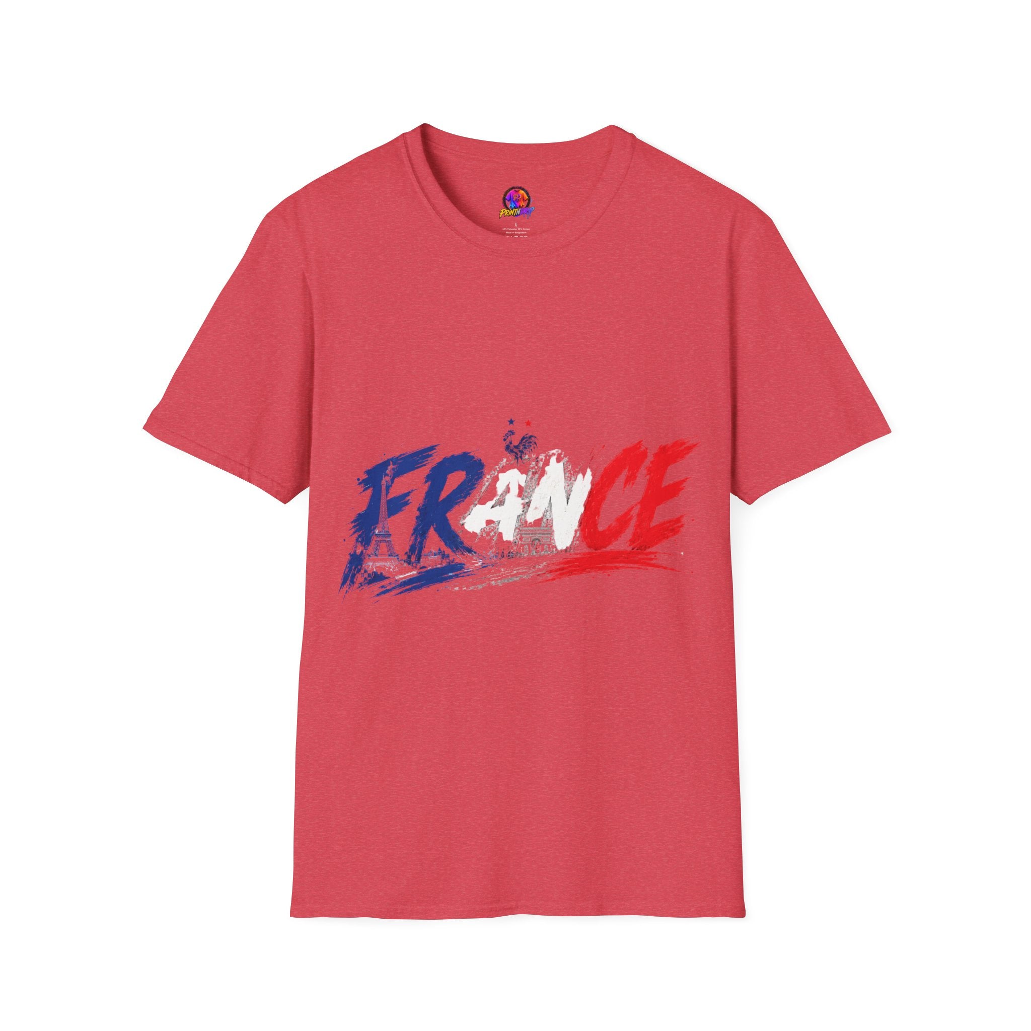 France Brushstroke Graphic T-Shirt — Tricolor Soccer/Travel Fan Tee