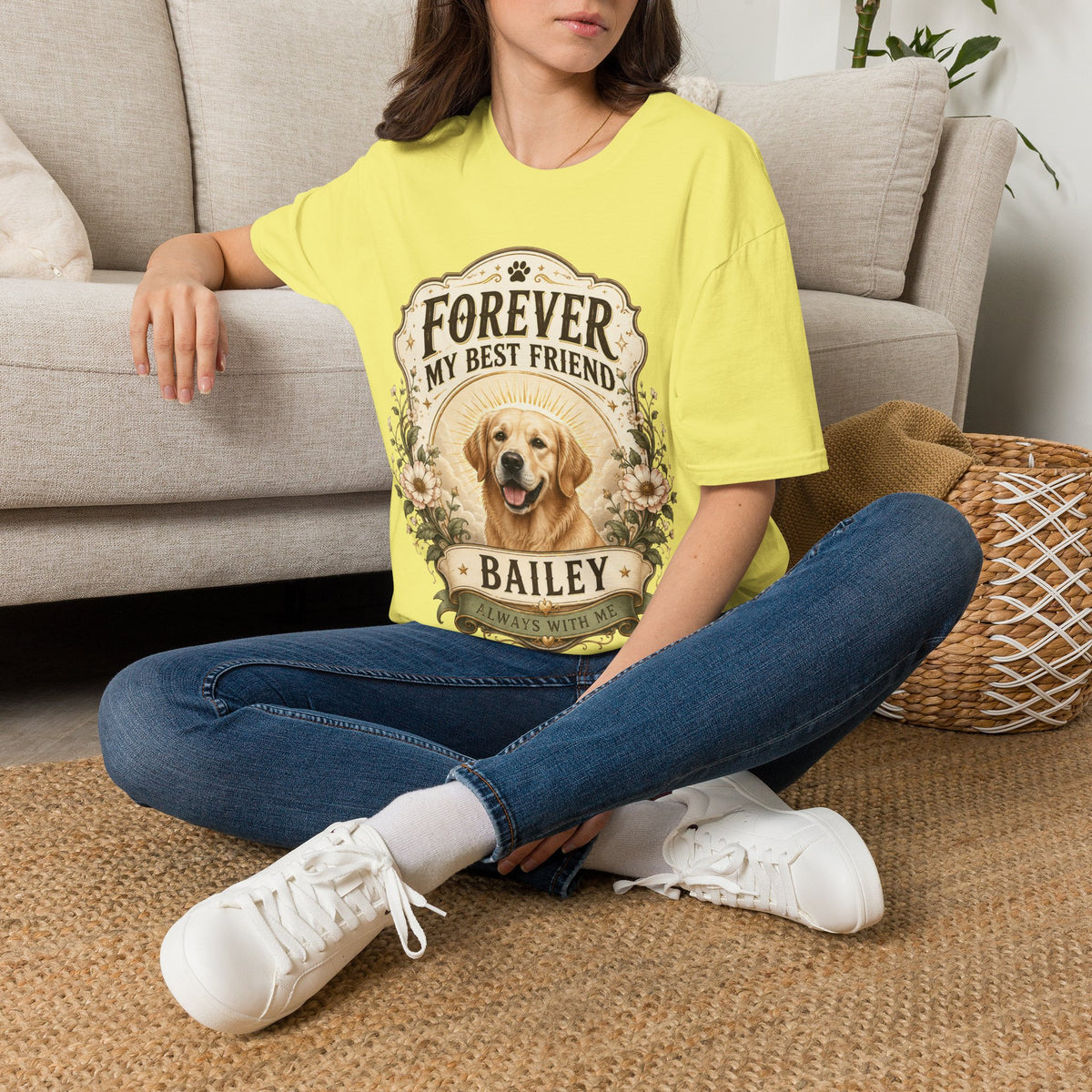 Dog Memorial T-Shirt — "Forever My Best Friend" Personalized Pet Tribute Tee