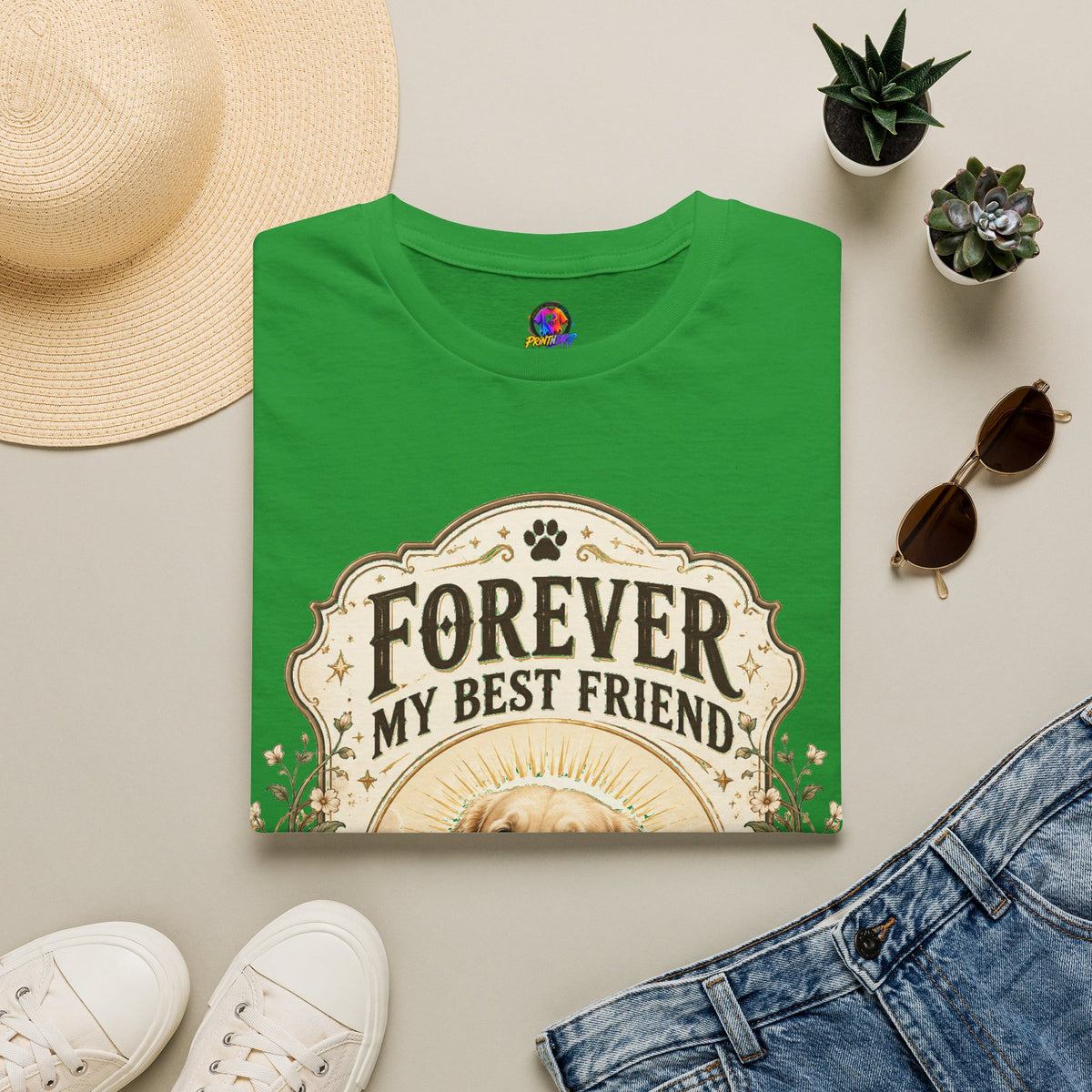 Dog Memorial T-Shirt — "Forever My Best Friend" Personalized Pet Tribute Tee