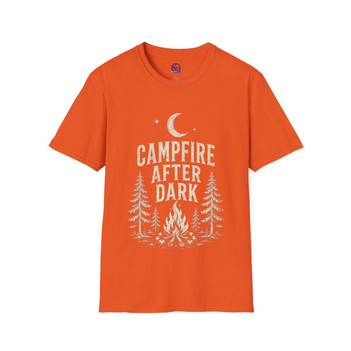 Campfire After Dark T-Shirt — Vintage Moon & Pine Camping Tee