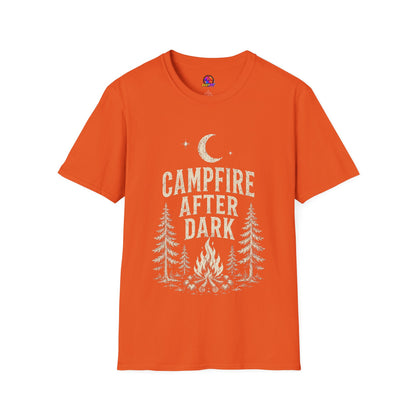 Campfire After Dark T-Shirt — Vintage Moon & Pine Camping Tee