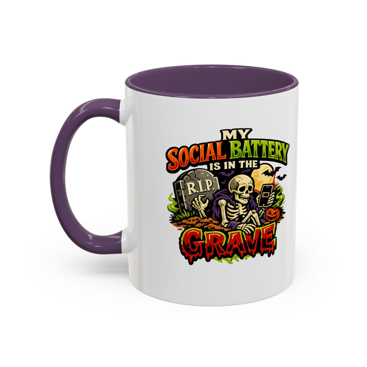 Halloween  Social Battery Is Low Accent Coffee Mug