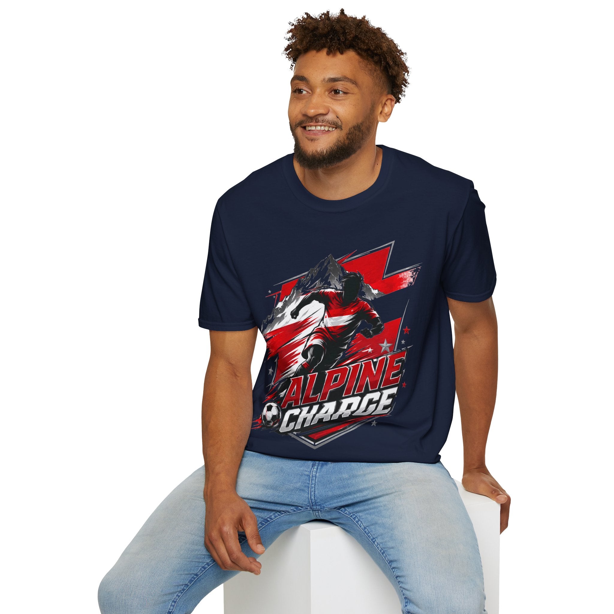 Austria  Alpine Charge Soccer T-Shirt — Mountain Football Graphic Tee -