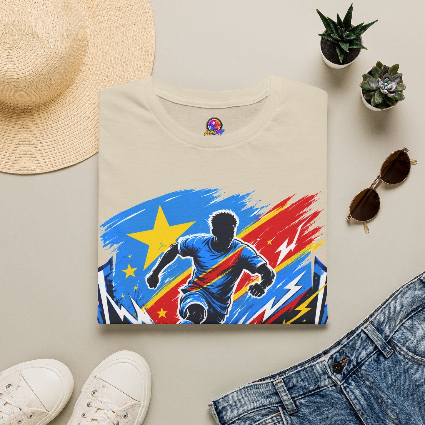 Congo Soccer T-Shirt — Congo Blue Rise Football Fan Tee