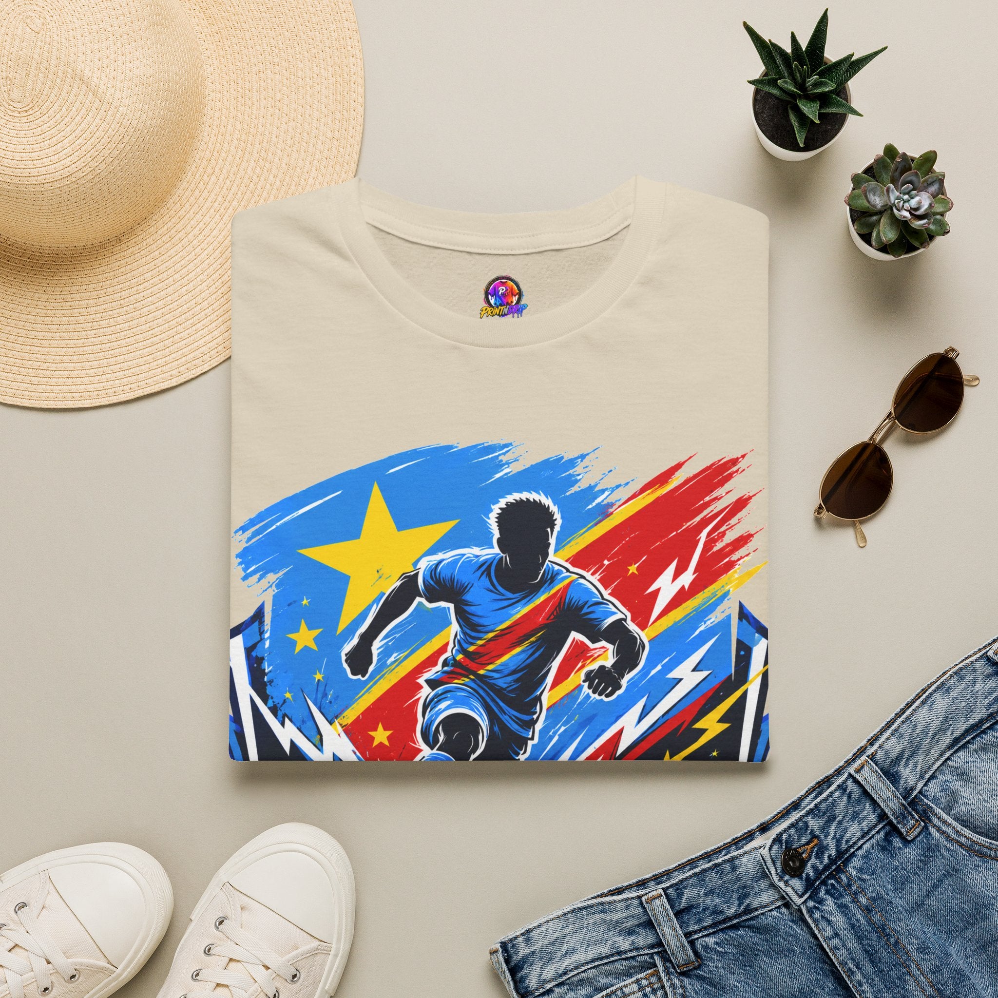 Congo Soccer T-Shirt — Congo Blue Rise Football Fan Tee