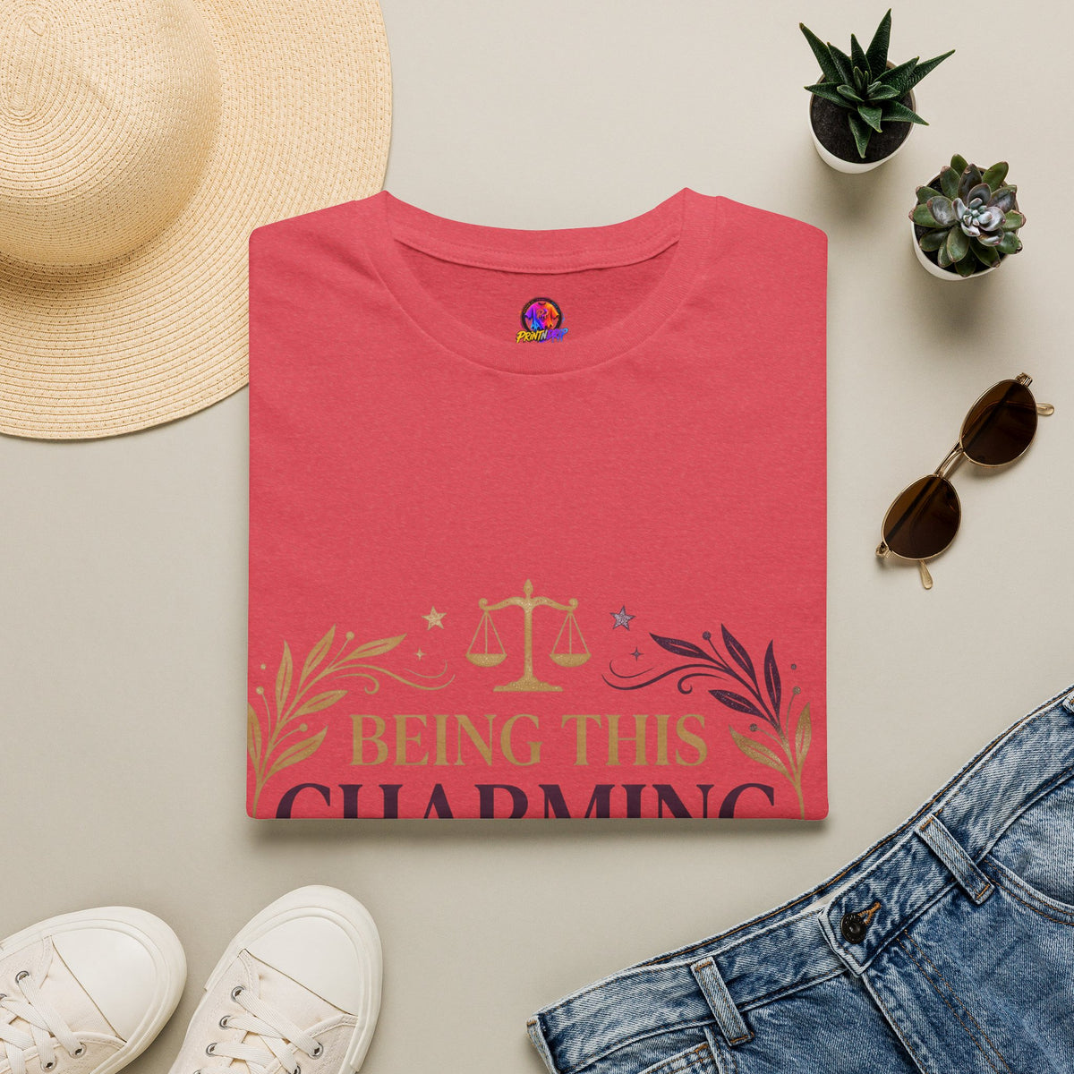Being This Charming Libra T-Shirt – 'Being This Charming Is Exhausting' Zodiac Tee