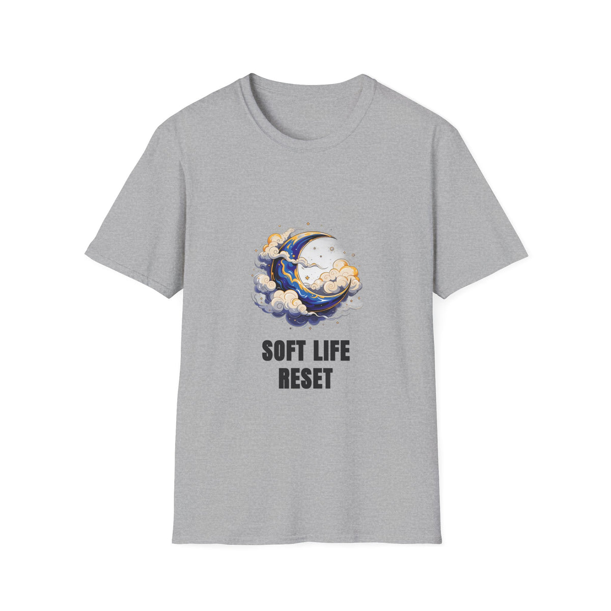 Soft Life Reset T-Shirt — Crescent Moon Cloud Graphic Tee - Trending Now - August 2026