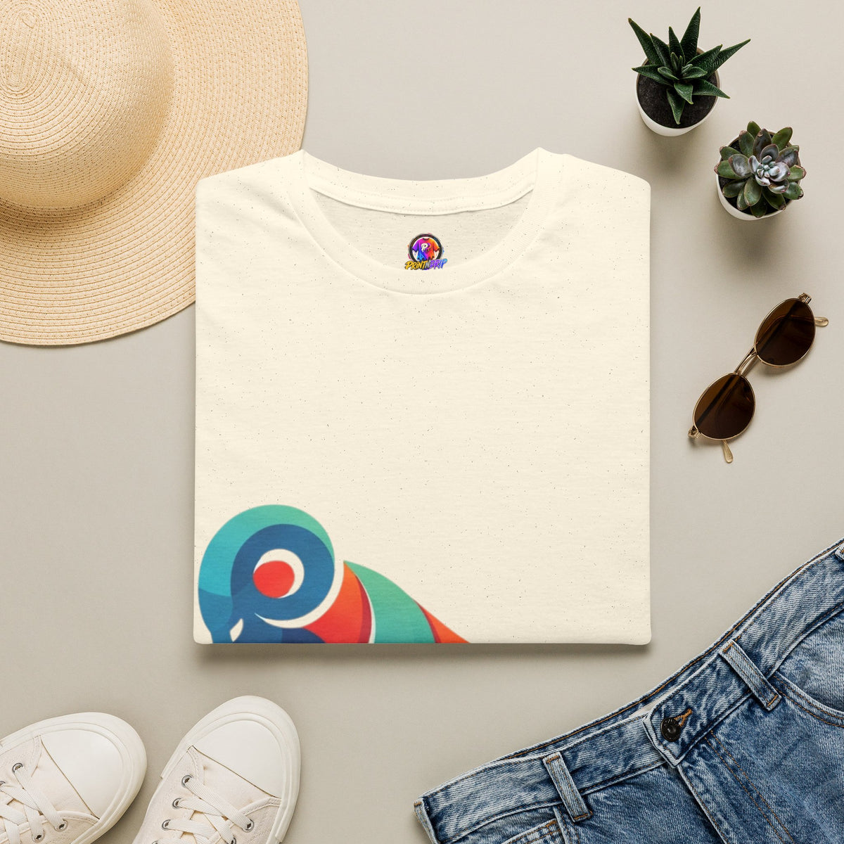 Ram Graphic T-Shirt — Colorful Geometric Sheep/Goat Art