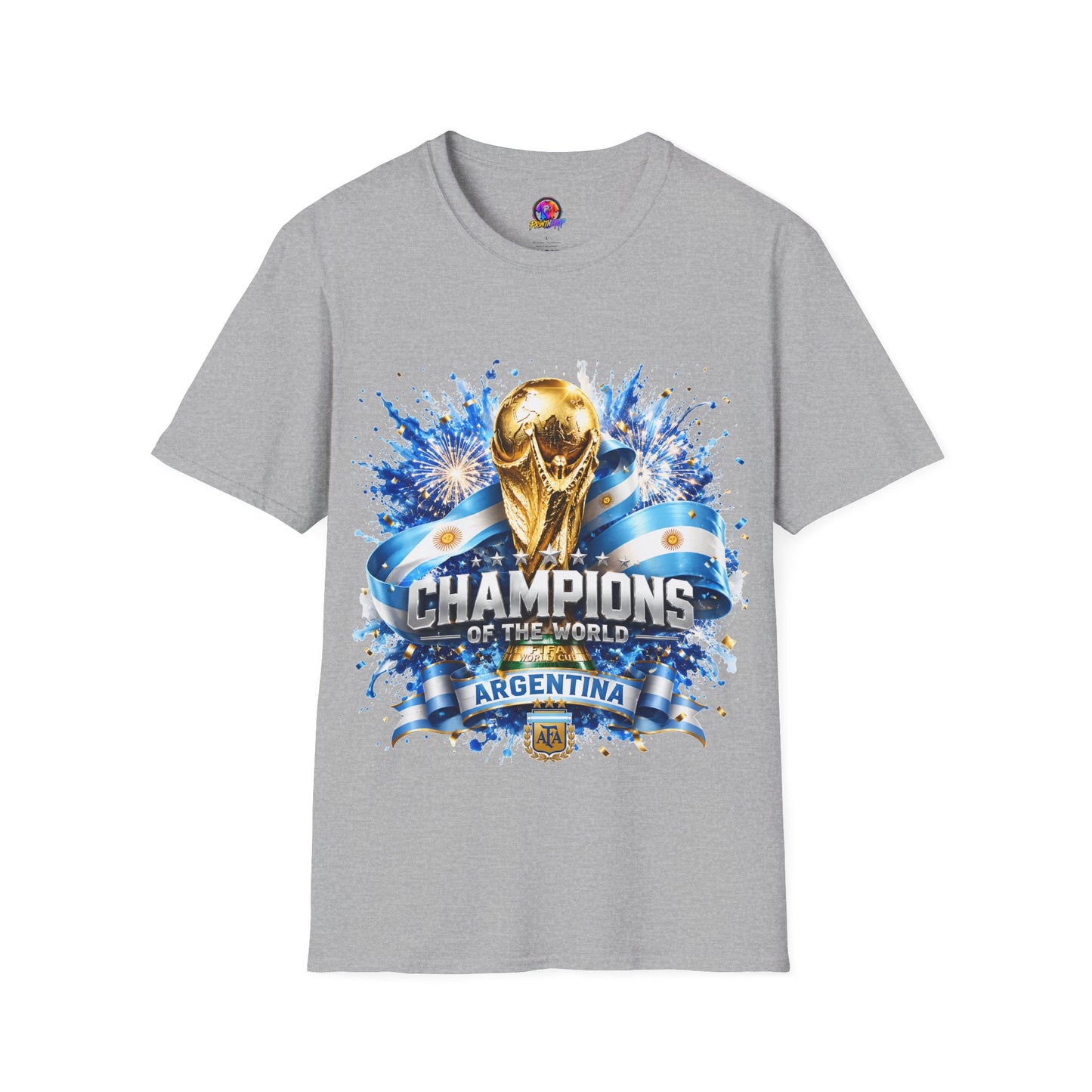 Argentina World Cup Champions T-Shirt — Gold Trophy Celebration Tee