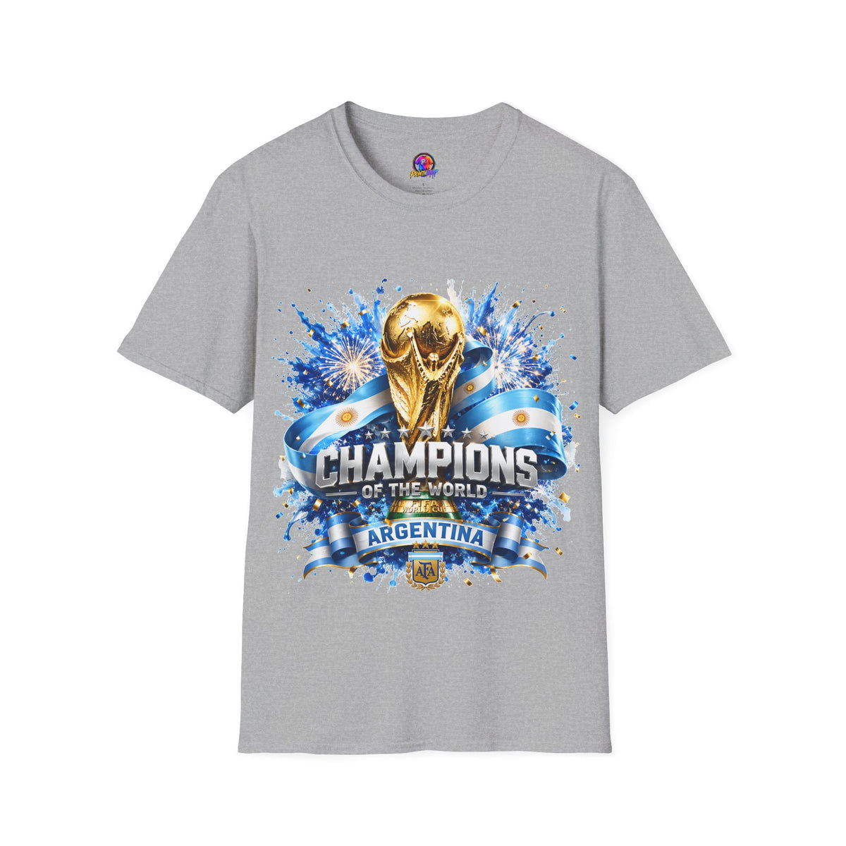 Argentina World Cup Champions T-Shirt — Gold Trophy Celebration Tee