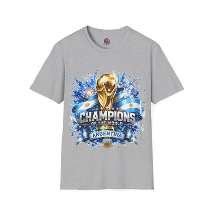 Argentina World Cup Champions T-Shirt — Gold Trophy Celebration Tee