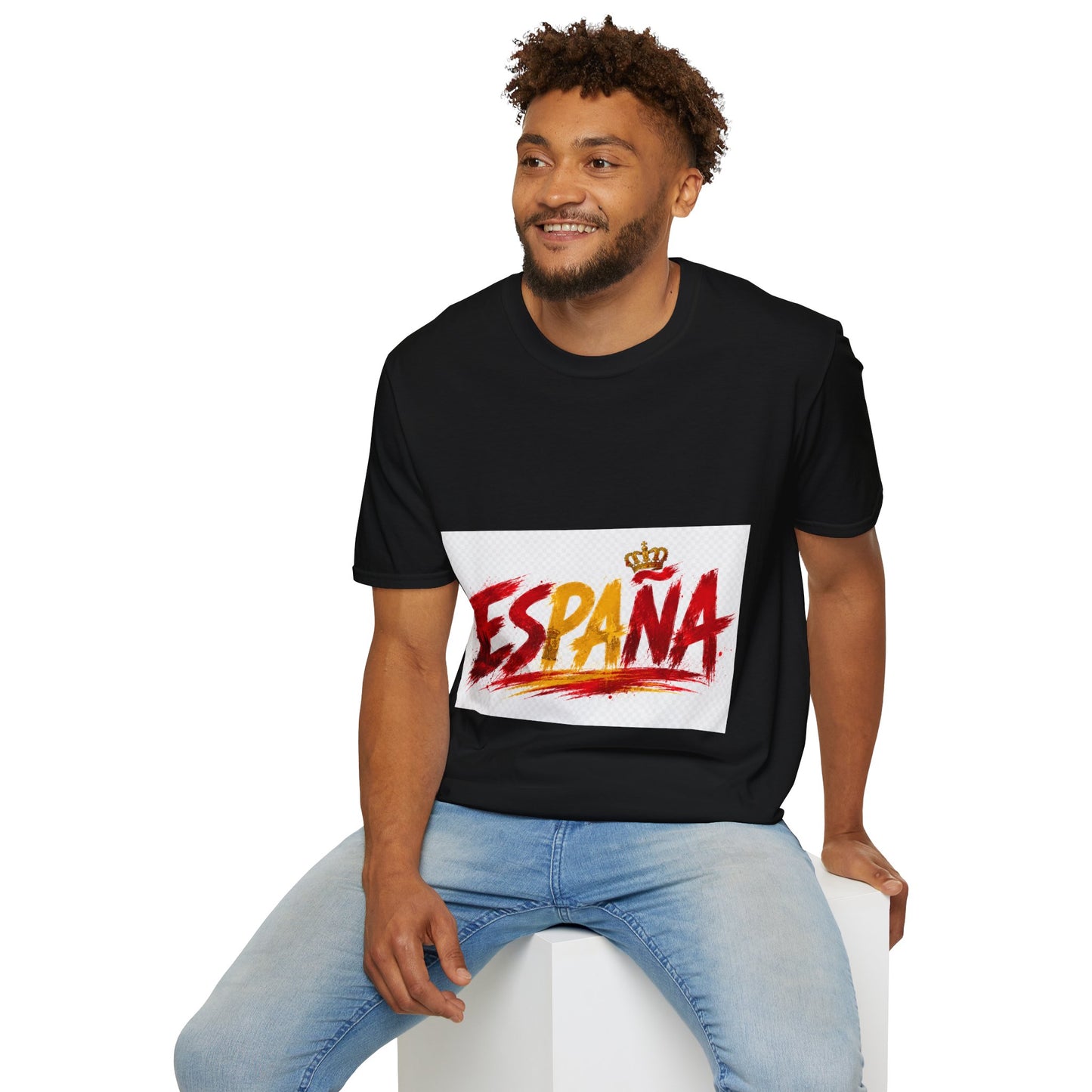 Spain  Graphic T-Shirt — Spanish Flag Brushstroke Design with Crown