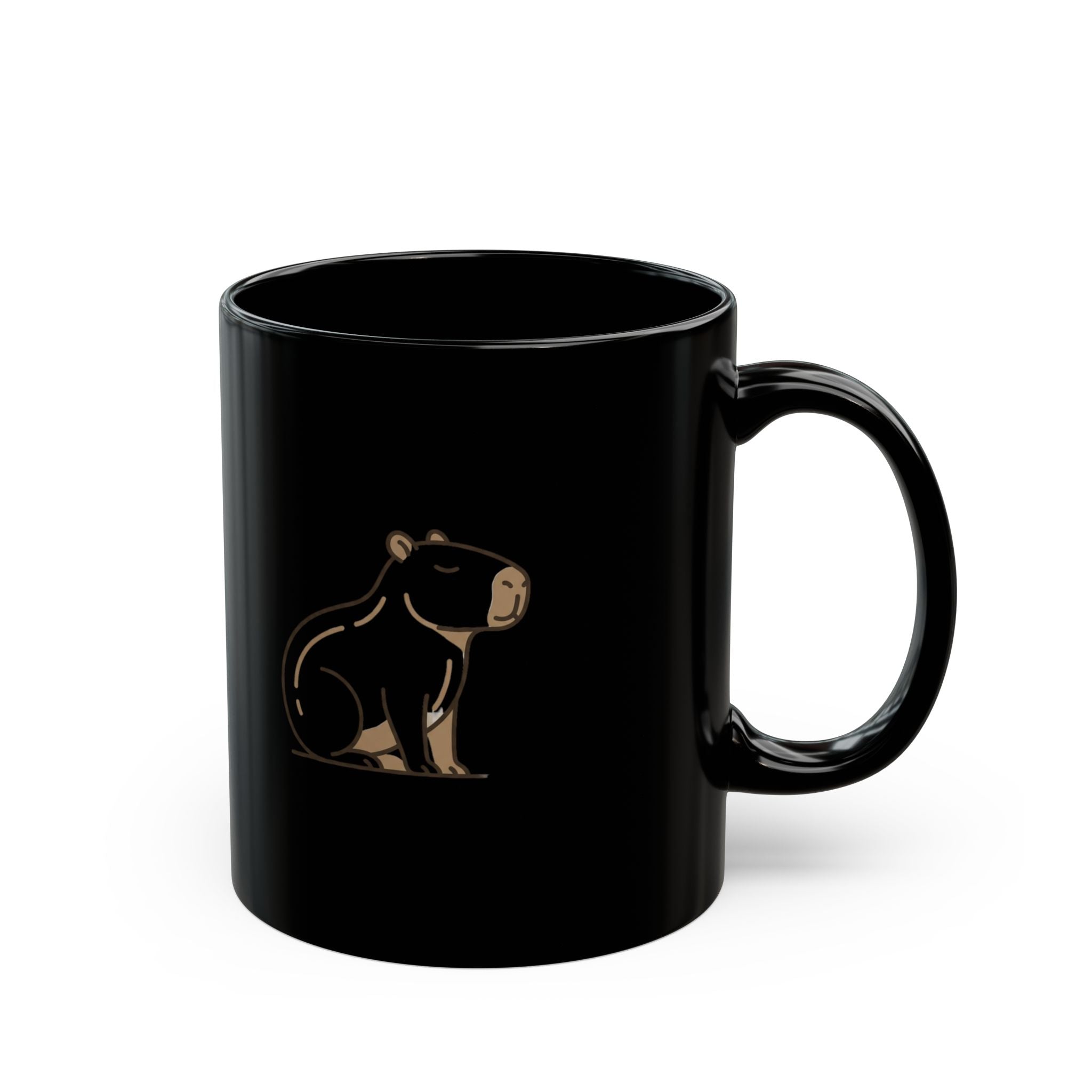 Funny Black Coffee Mug with Minimalist Bear Graphic – Cute Woodland Animal Gift
