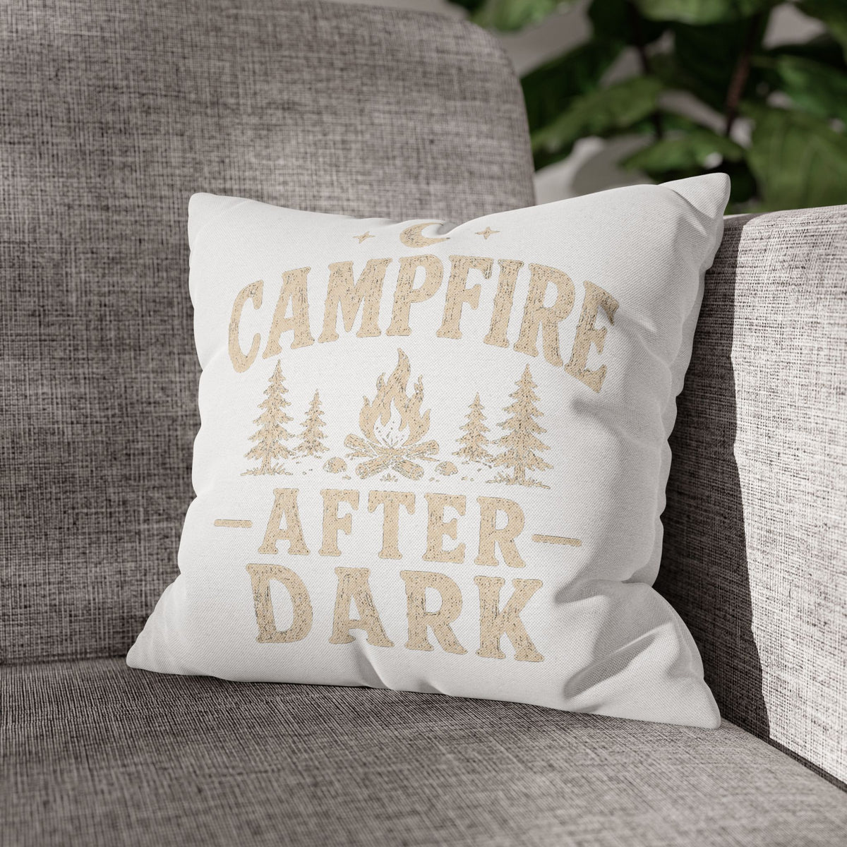 Campfire After Dark Decorative Pillowcase  Milo Bailey Dog Dad Mom— Rustic Camping Throw Pillow Cover