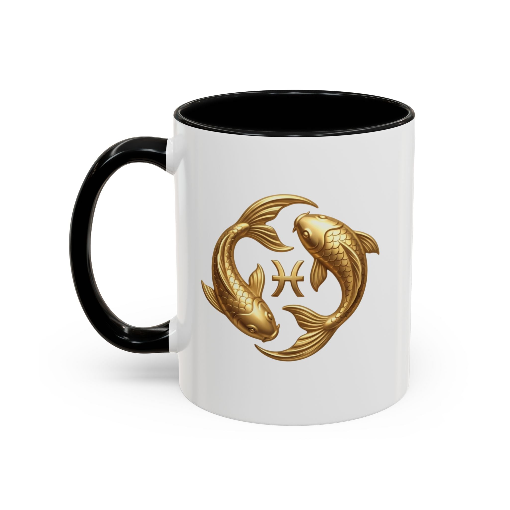 Pisces Zodiac Coffee Mug – Gold Koi Fish Horoscope Accent Mug
