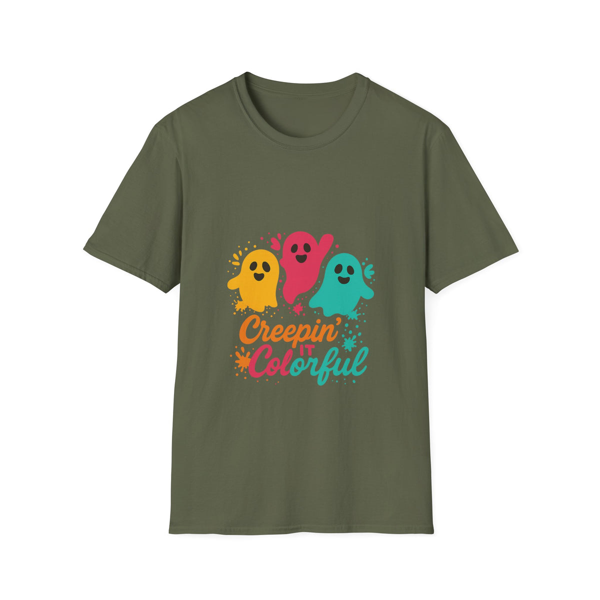 Colorful Creepin' Ghosts Tee — Cute Halloween Shirt - Trending Now - October 2026