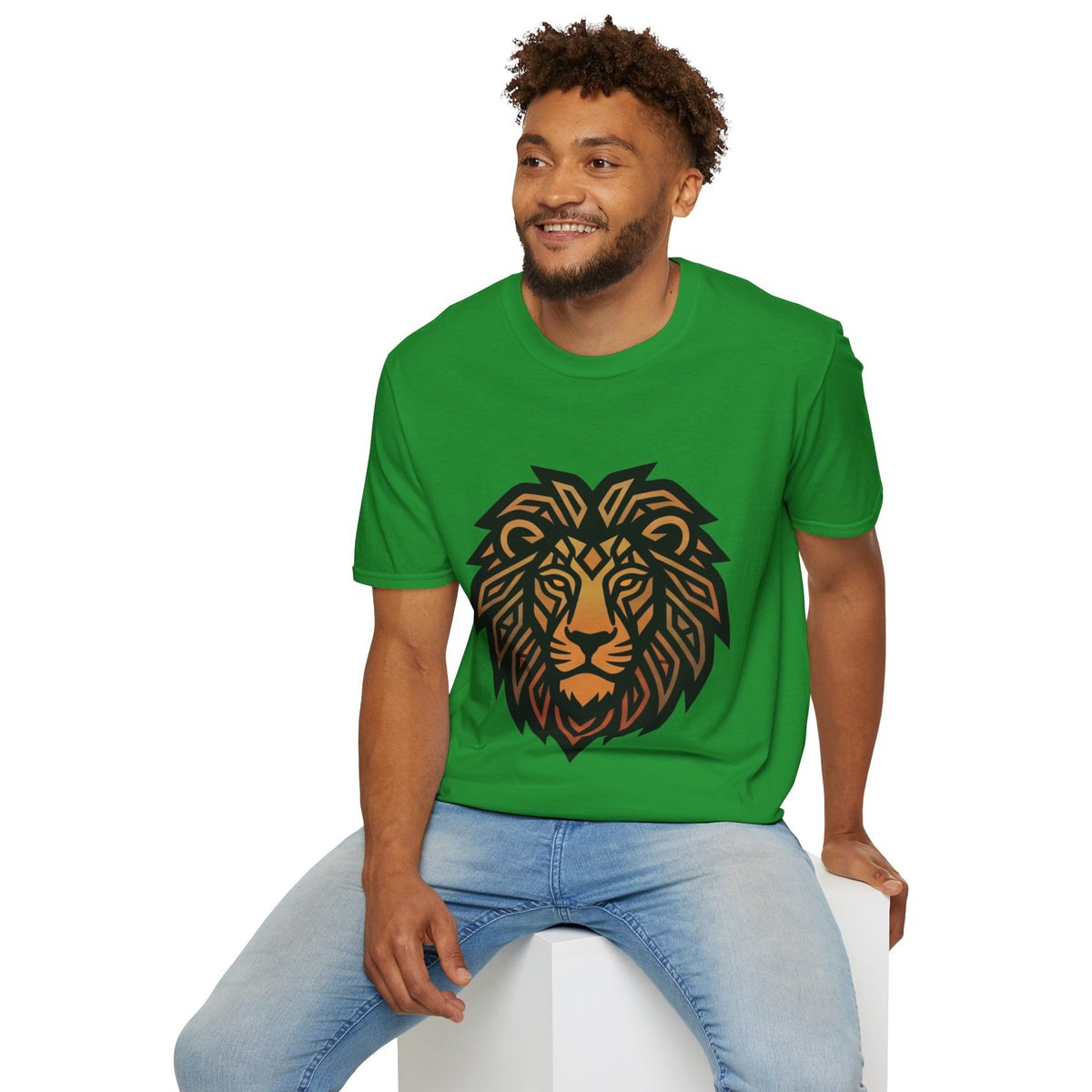 Leo Zodiac Lion Head T-Shirt — Geometric Tribal Lion Graphic Tee