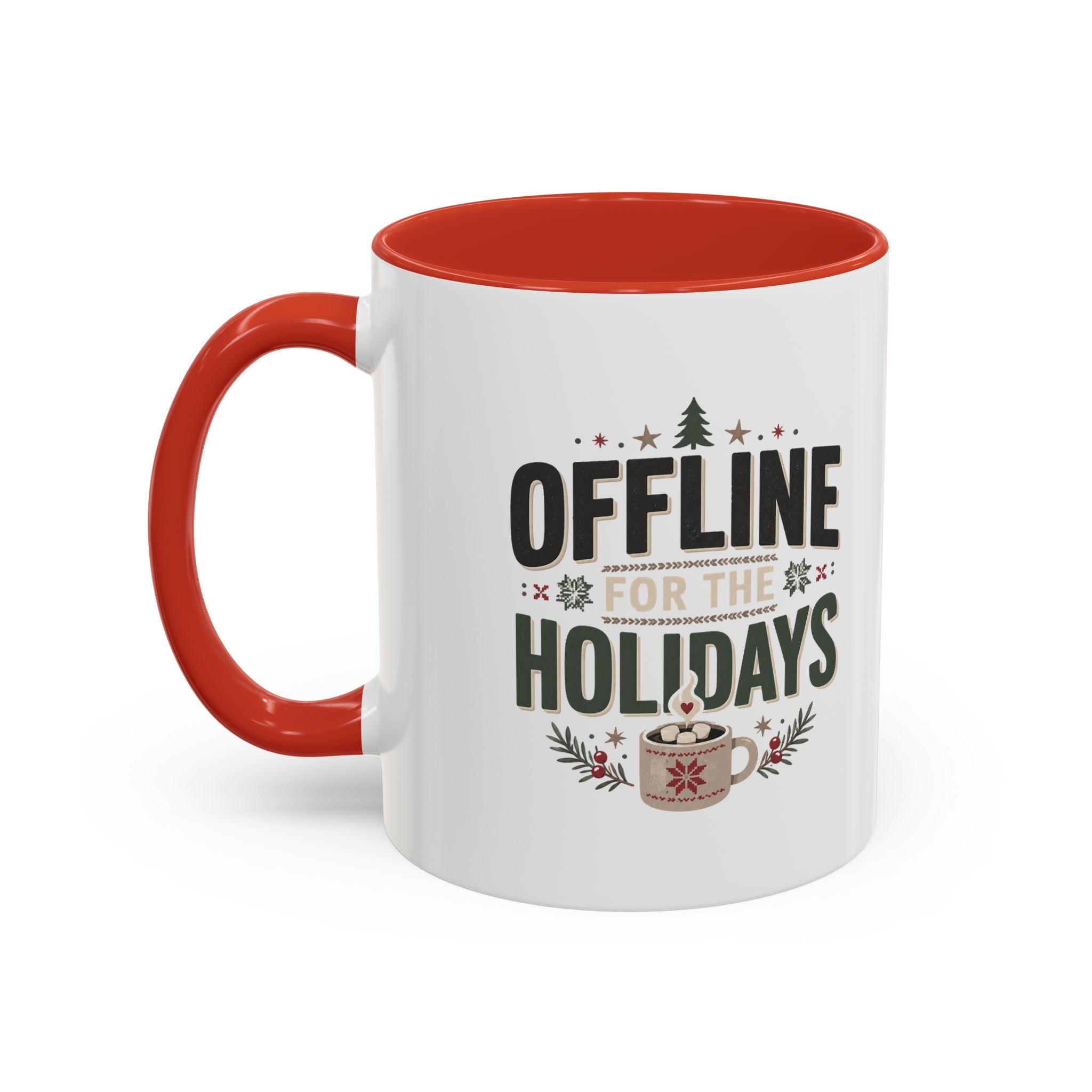 Christmas Holiday Coffee Mug — “Offline for the Holidays” Accent Ceramic Mug