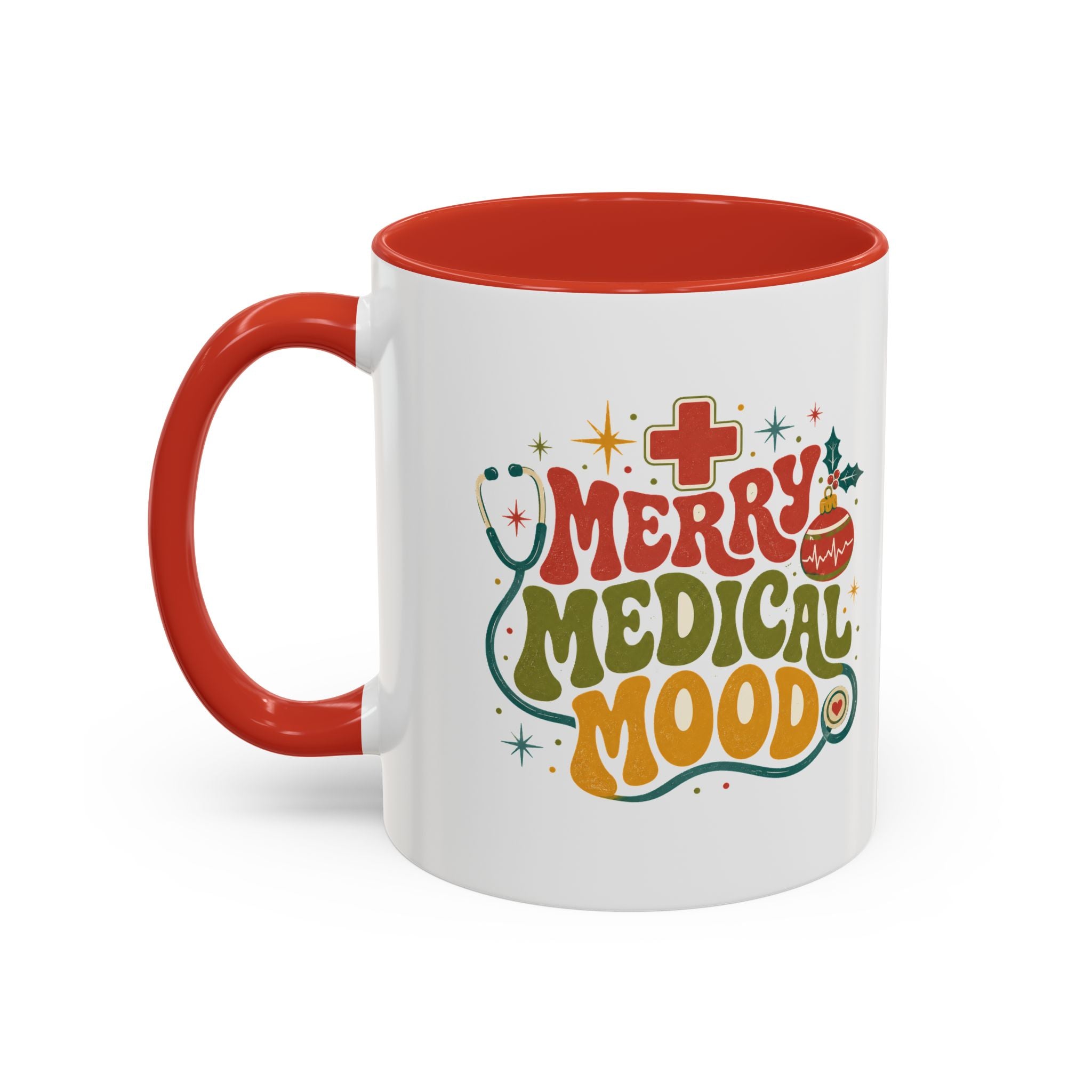 Modern Day Christmas Merry Medical Mood Accent Coffee Mug — Holiday Nurse & Doctor Gift