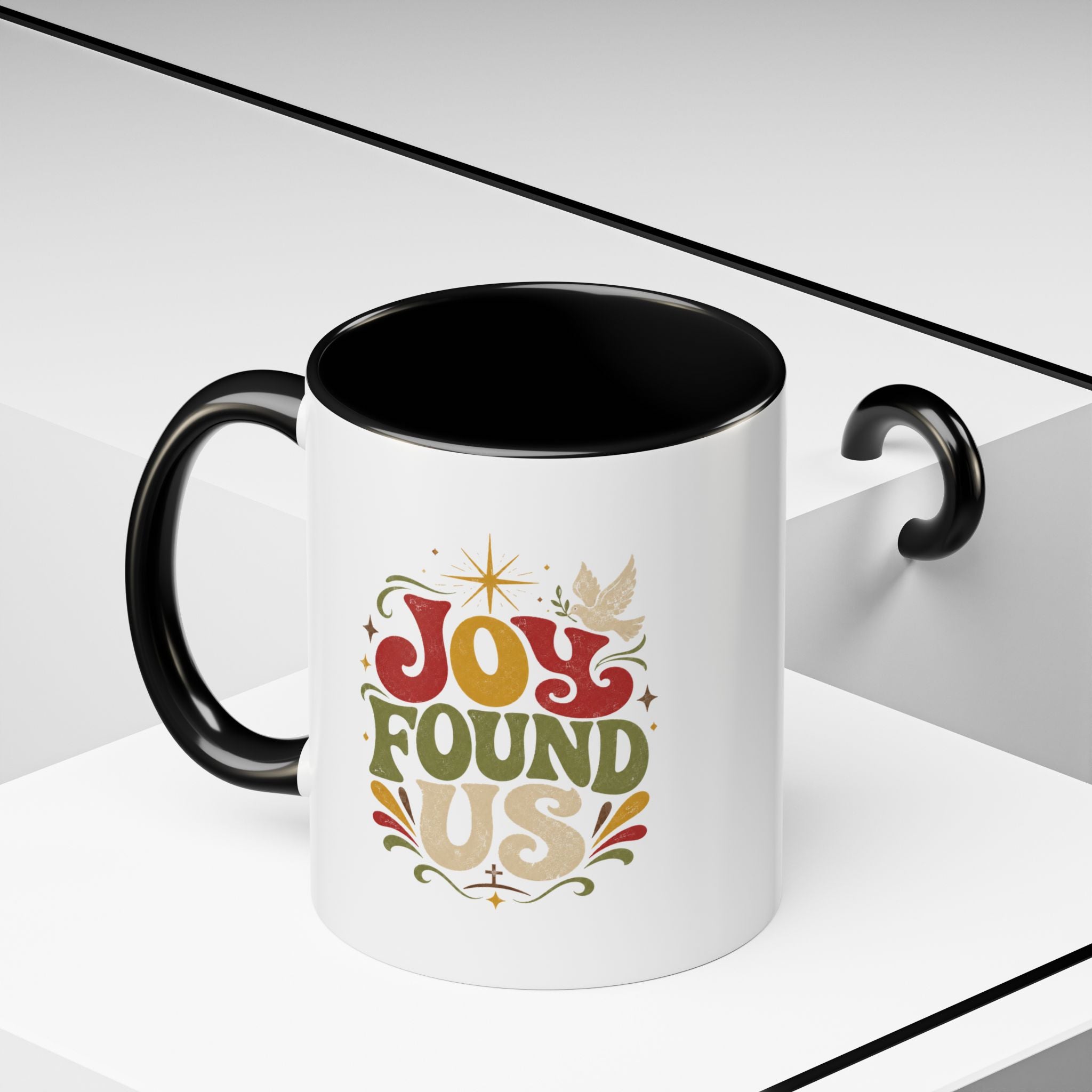 Christmas Joy Found Us Mug — Retro Holiday Coffee Cup