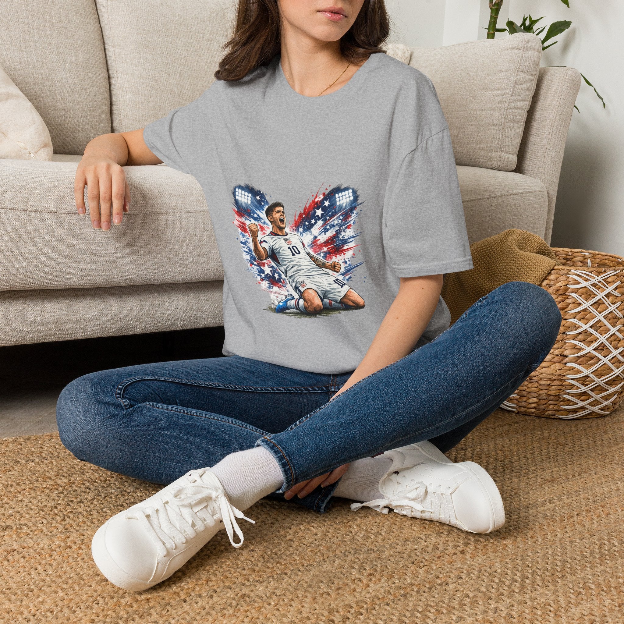 USA Soccer Player Flag T-Shirt — Patriotic Football Fan Tee
