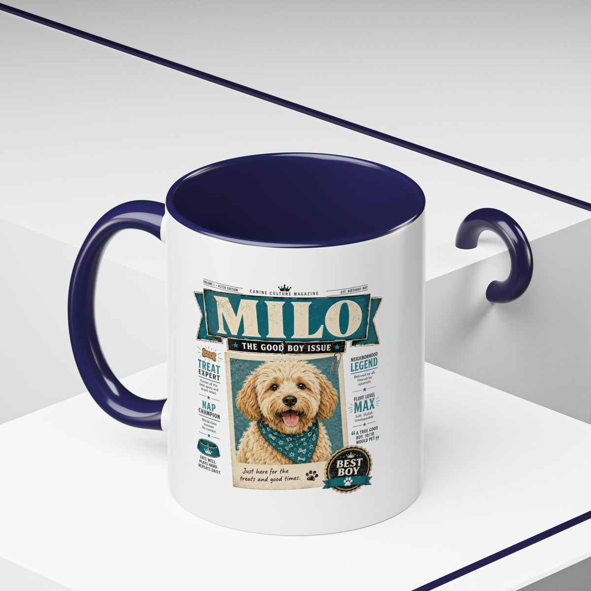 Milo Bailey Dog Dad Mom Personalized Dog Mug – “Milo” Good Boy Vintage Pet Coffee Mug