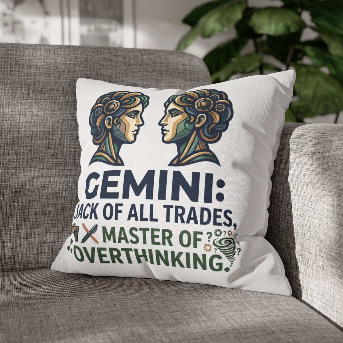 Gemini Pillowcase – "Jack of All Trades, Master of Overthinking" Astrology Throw Pillow