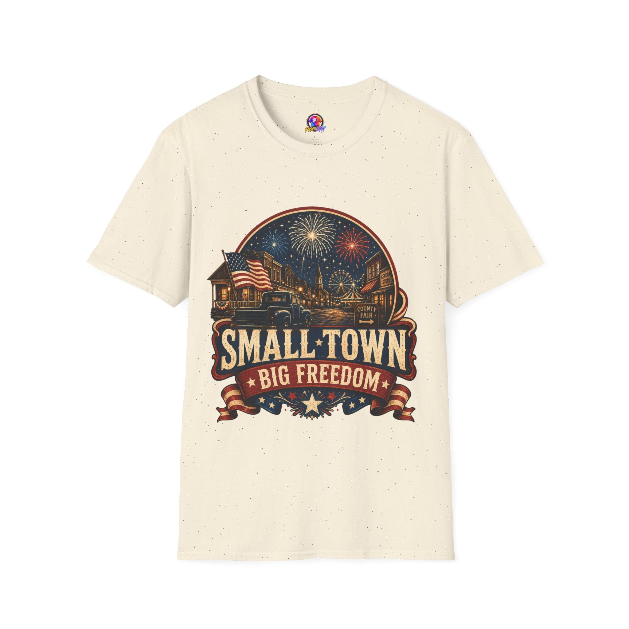 Small Town Big Freedom T-Shirt — Patriotic 4th of July Fireworks Tee