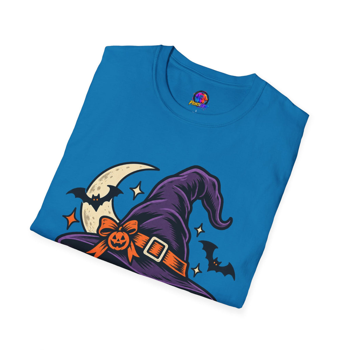 Midnight Mischief Halloween T-Shirt — Witch Hat & Bats Graphic