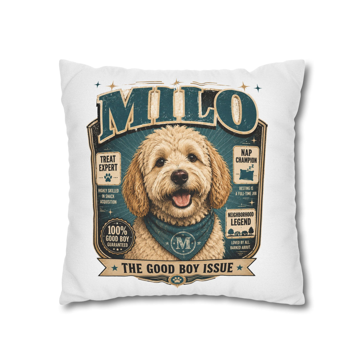 Milo 'The Good Boy Issue' Decorative Pillowcase Milo Bailey Dog Dad Mom