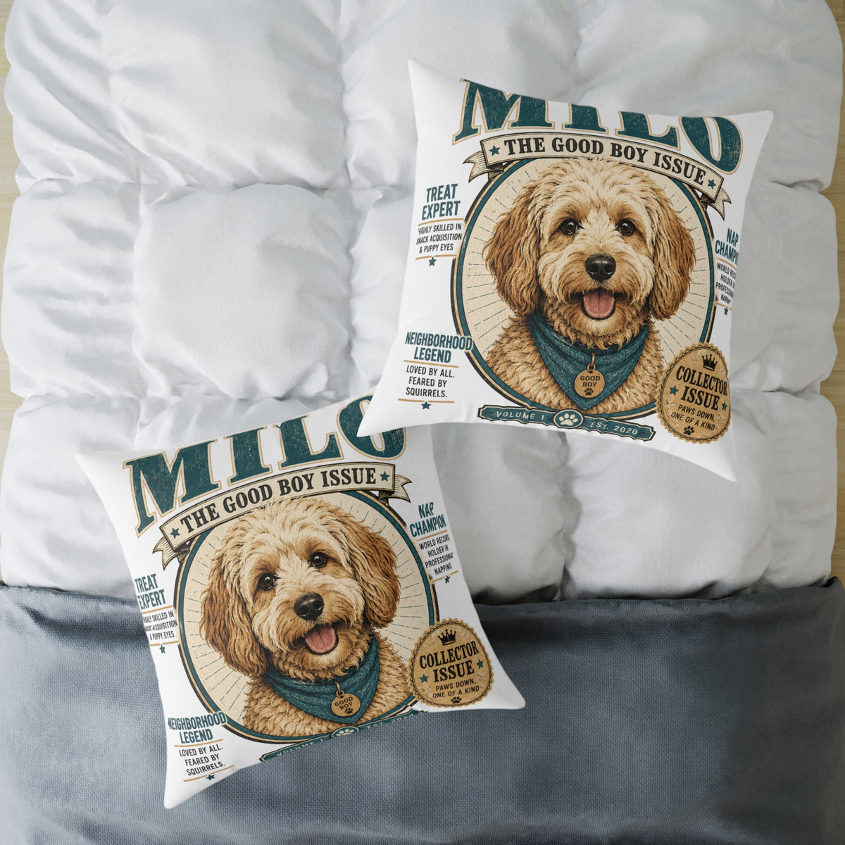 Milo "The Good Boy Issue" Decorative Pillow  Milo Bailey Dog Dad Mom
