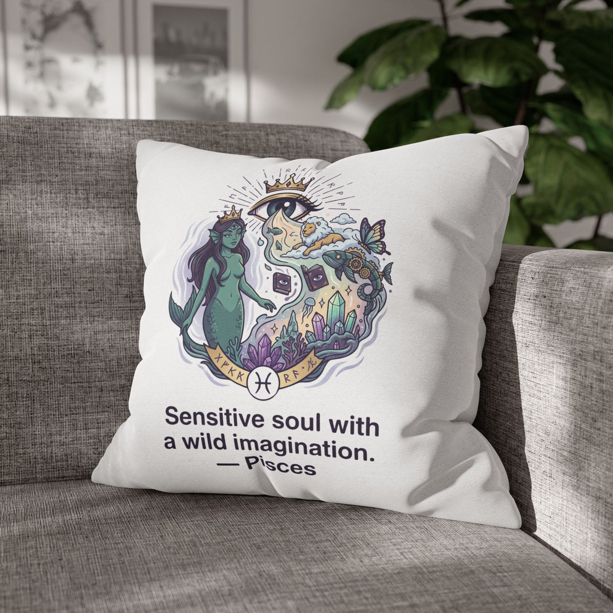 Pisces Zodiac Pillowcase — "Sensitive soul with a wild imagination" Decorative Throw Pillow Cover