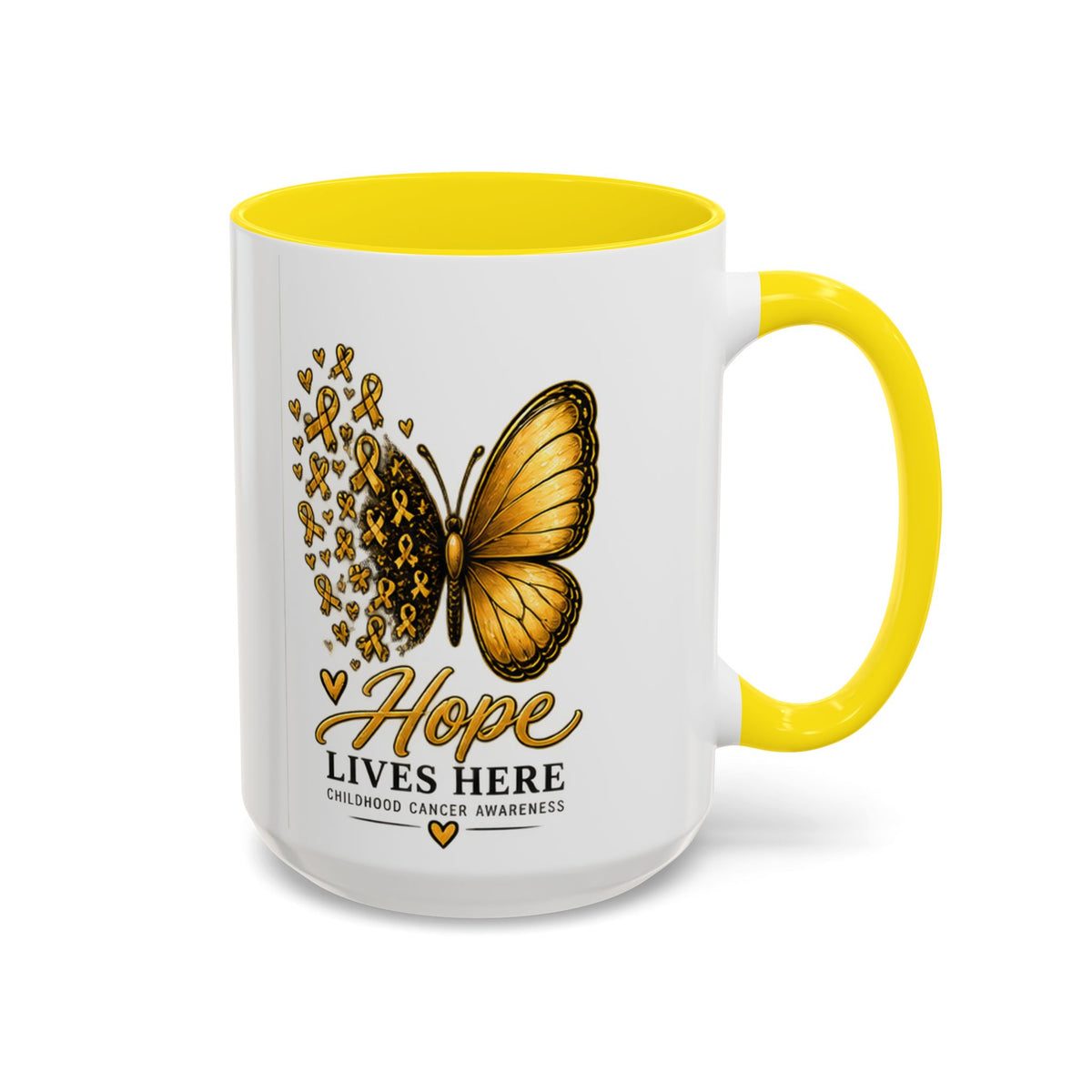 Hope Lives Here Childhood Cancer Awareness Accent Coffee Mug