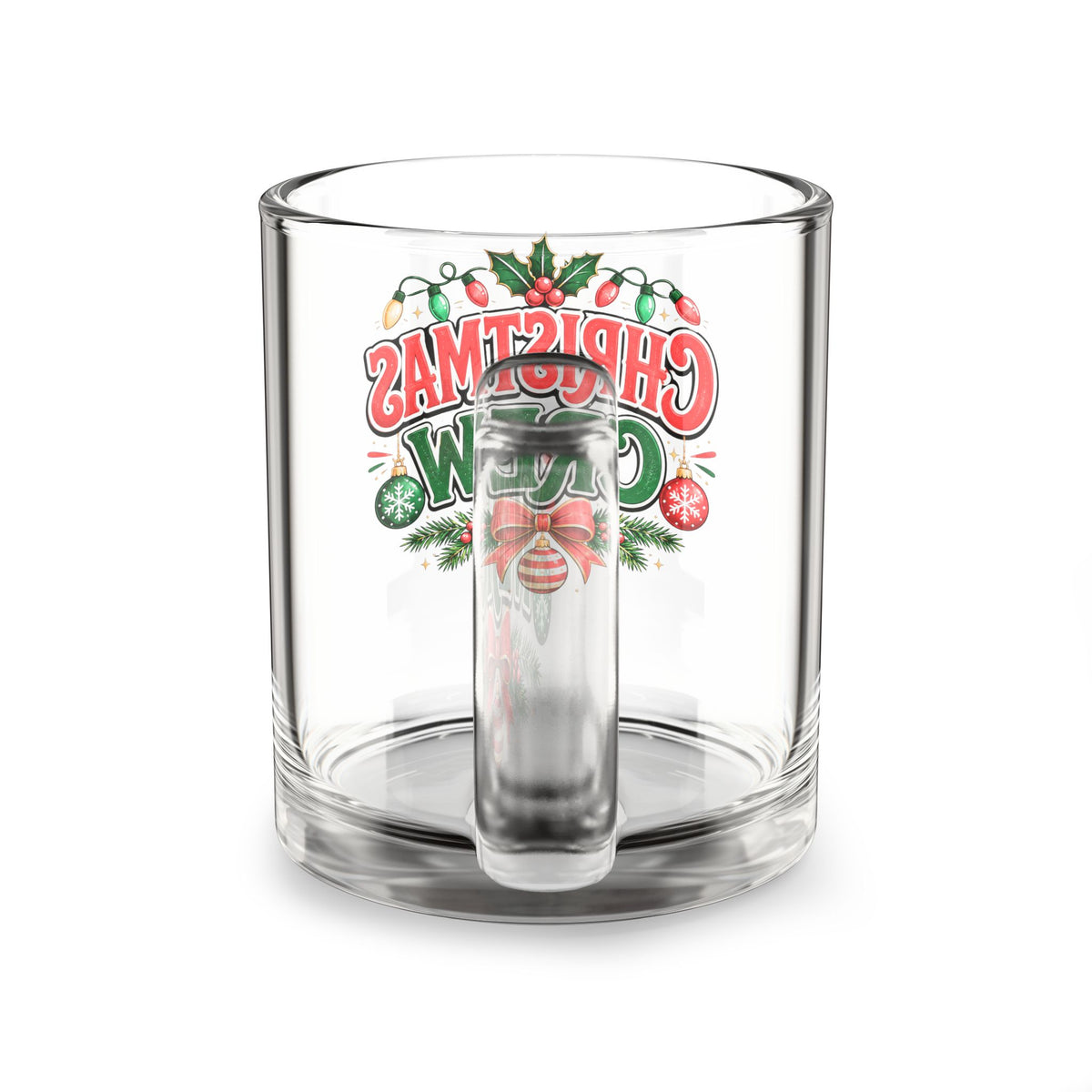 Christmas Glass Mug 10 oz Christmas Crew Glass Mug — 10 oz Festive Holiday Coffee Cup