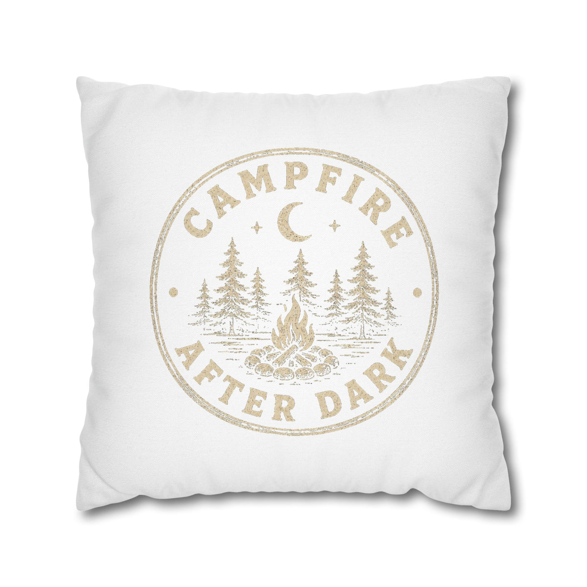 Campfire After Dark Decorative Pillowcase  Milo Bailey Dog Dad Mom— Rustic Camping Throw Pillow Cover