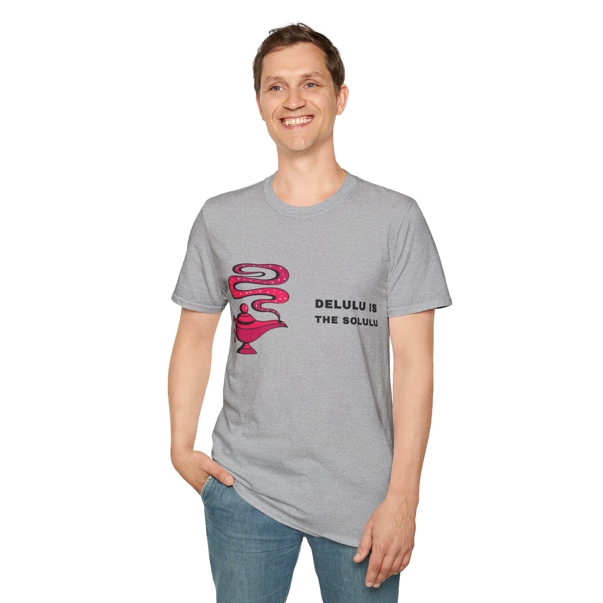 Genie Lamp Graphic T-Shirt — 'Delulu' Vaporwave Snake Design - Trending Now - September 2026
