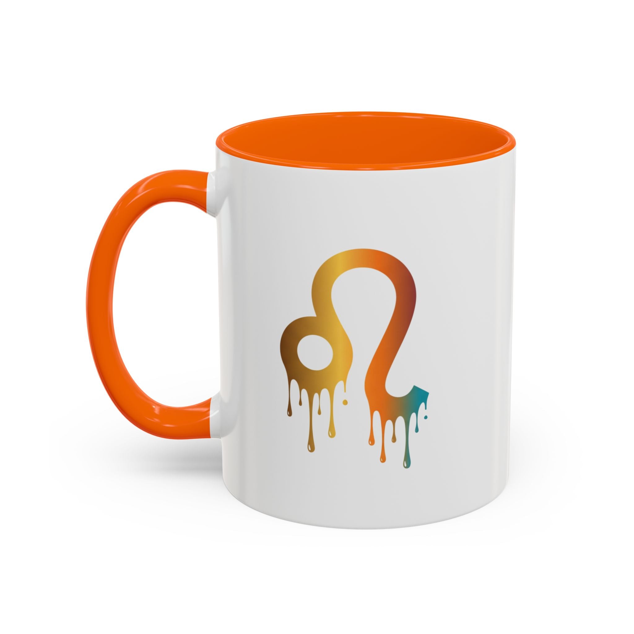 Leo Zodiac Coffee Mug — Dripping Rainbow Leo Symbol Accent Mug