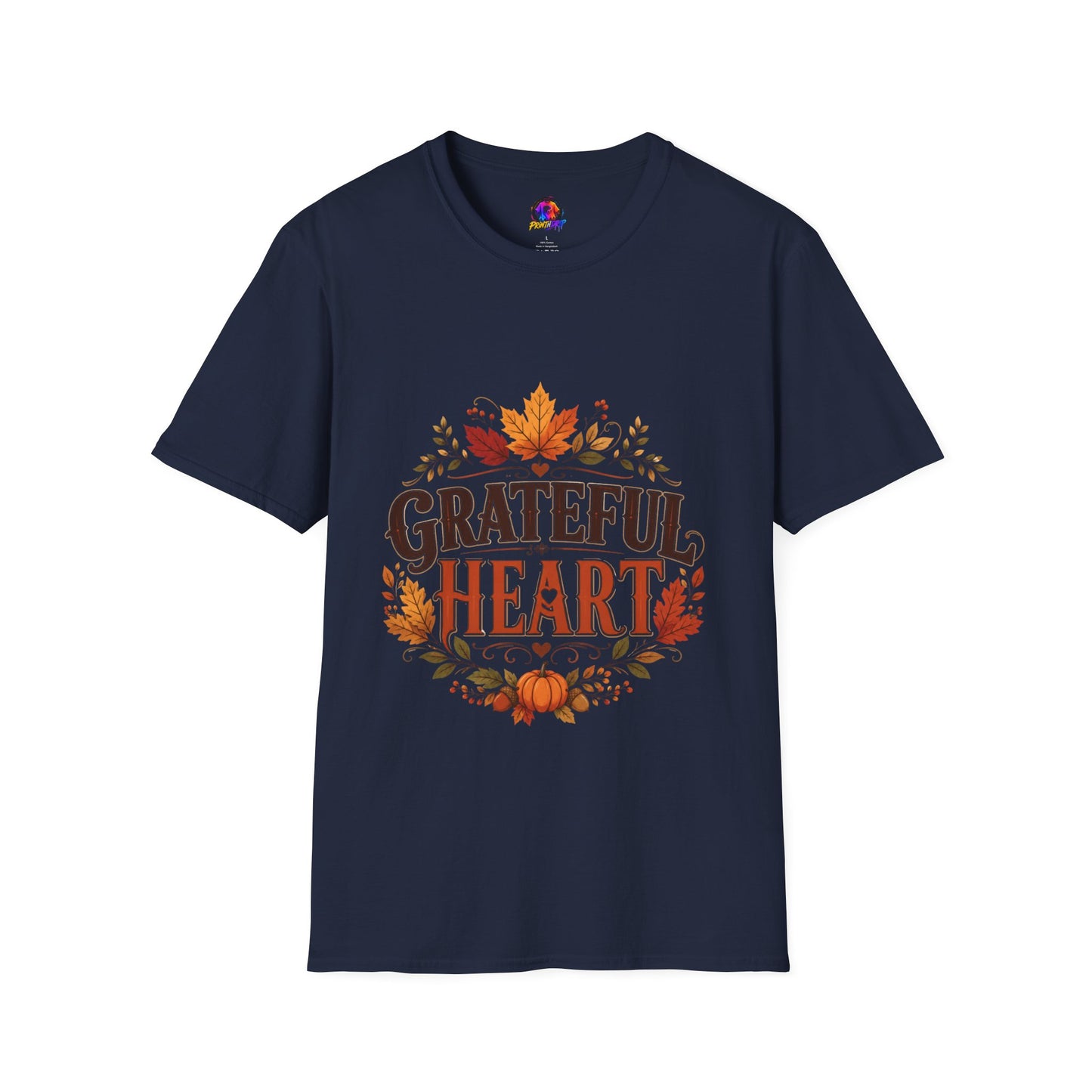 Grateful Heart T-Shirt — Autumn Leaves Thanksgiving Tee