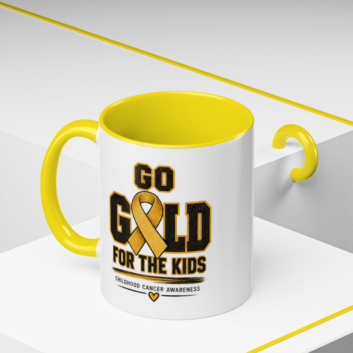 Go Gold For The Kids Accent Coffee Mug — Childhood Cancer Awareness 11/15oz