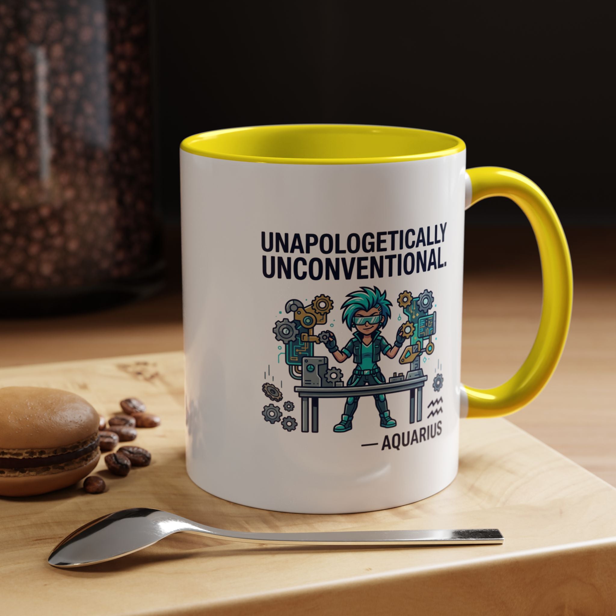 Aquarius Coffee Mug - "Unapologetically Unconventional" Zodiac Accent Mug 11oz