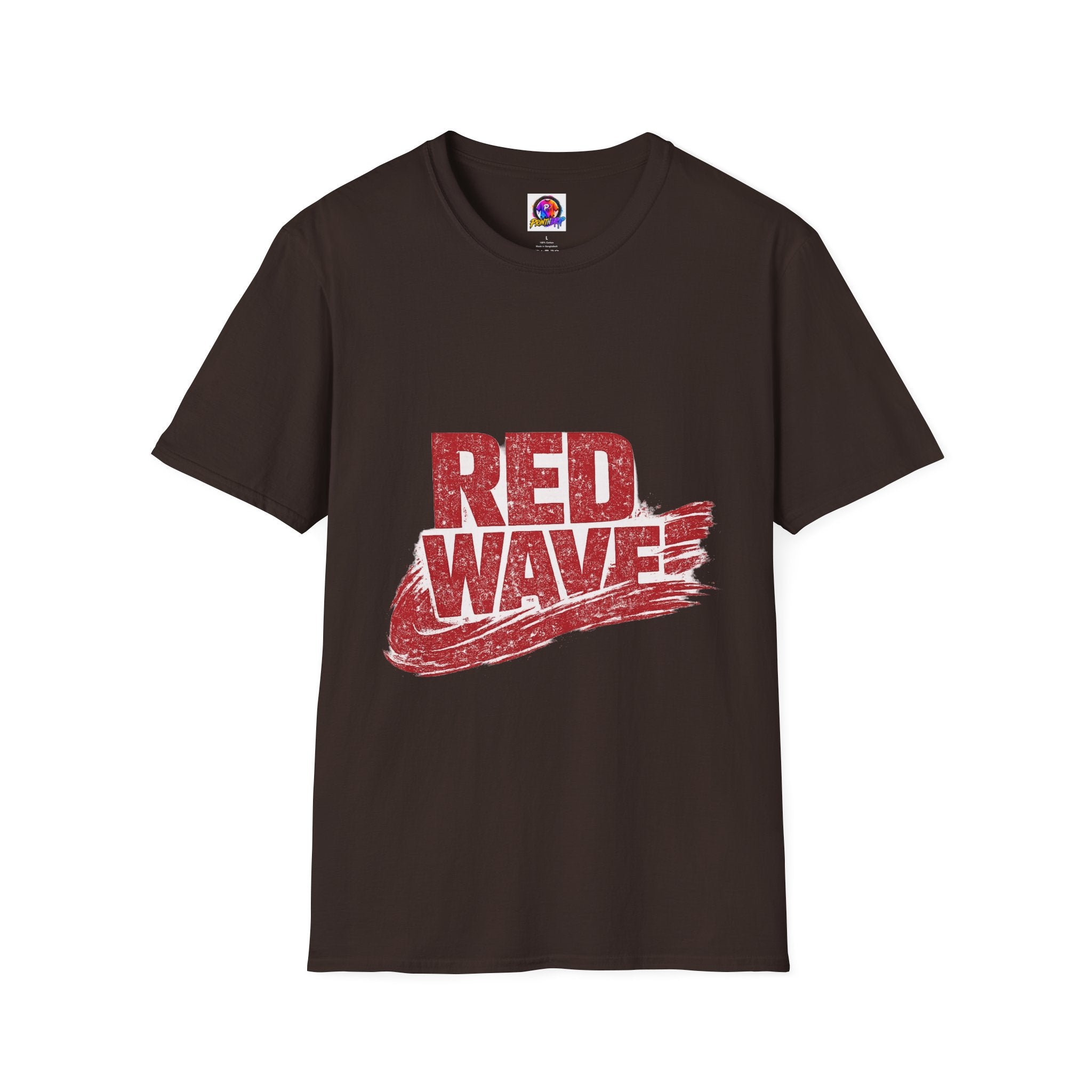 South Korea Red Wave Graphic T‑Shirt — Vintage Distressed Logo Tee