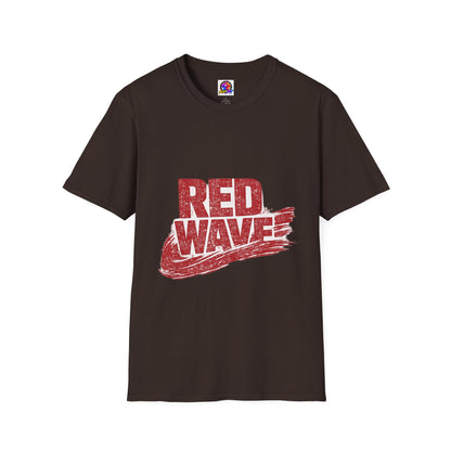 South Korea Red Wave Graphic T‑Shirt — Vintage Distressed Logo Tee
